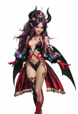 Elegant Demon Queen in Festive Attire