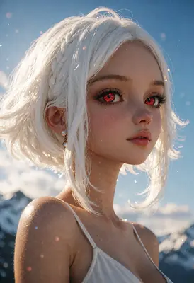 Ethereal Girl with Glowing Red Eyes
