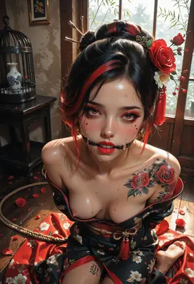 Captive Beauty in Red and Black