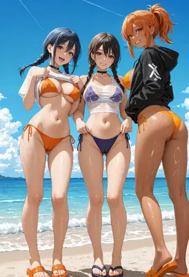 Three Friends Enjoying a Beach Day