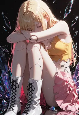 Shattered Porcelain Doll in Crystal Void