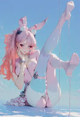 Pink Bunny Girl Drenched in Goo