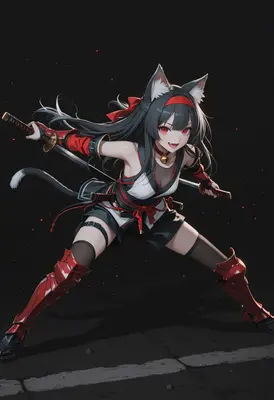 Fierce Cat Girl Samurai Warrior