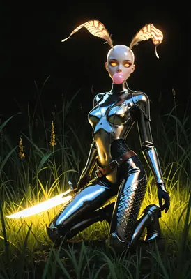 Moth Warrior with Glowing Blade