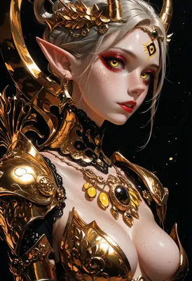 Gilded Celestial Elf Princess Portrait