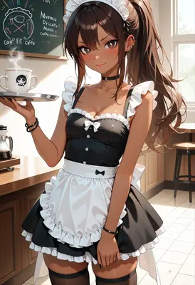 Charming Maid Serving Fresh Coffee
