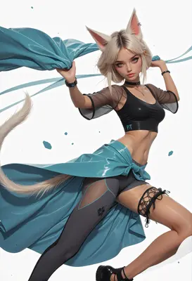 Dynamic Fox Girl in Sporty Attire