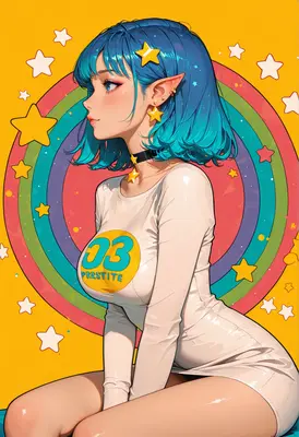 Starry Eyed Blue Haired Elf