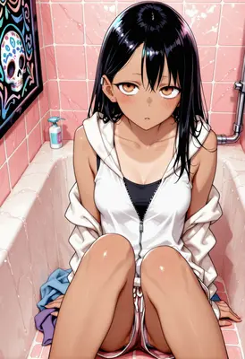 Nagatoro Relaxing in a Pink Bathtub