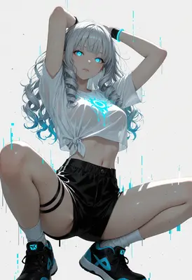Cybernetic Girl with Glowing Blue Eyes