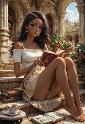 Scholar Resting in Ancient Ruins