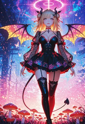 Ethereal Succubus in Enchanted Mushroom Forest