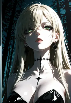 Gothic Beauty with Piercing Green Eyes