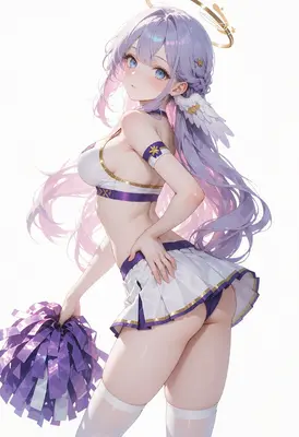 Heavenly Cheerleader with Purple Hair
