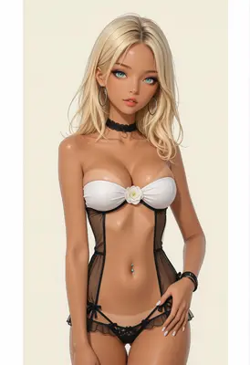 Sun-Kissed Blonde in Floral Lingerie