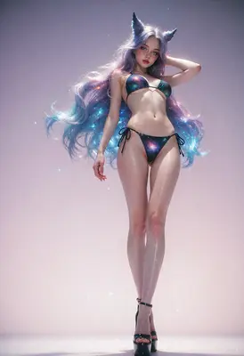 Cosmic Cat Girl in Starlight