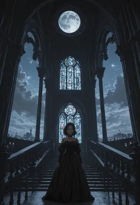 Midnight Maiden in the Gothic Cathedral