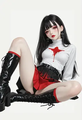 Gothic Doll With Crimson Accents