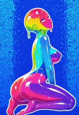 Vibrant Neon Liquid Android Portrait