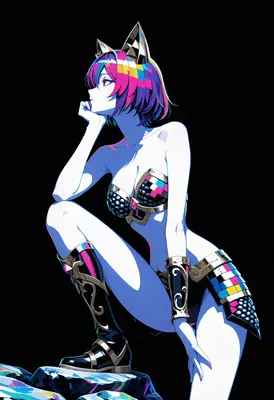 Cybernetic Cat Girl Glitch Aesthetic