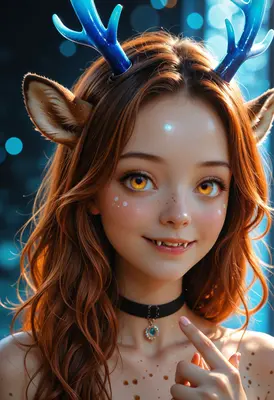 Enchanting Fawn Girl with Glowing Antlers