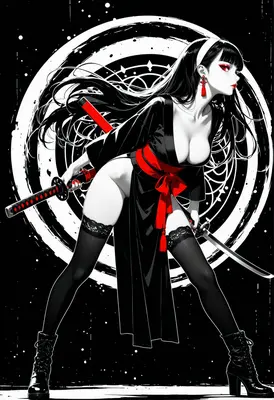 Dual Blade Samurai in Black and Red