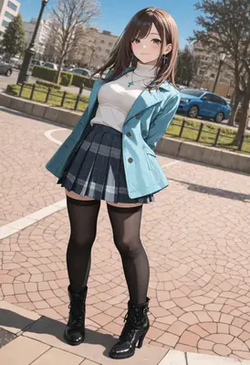 Stylish Girl in a Blue Jacket