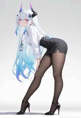Professional Office Secretary with Horns