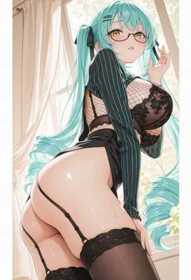 Mint Haired Beauty in Sensual Lingerie