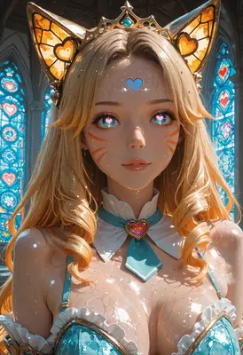 Stained Glass Heart Princess Portrait