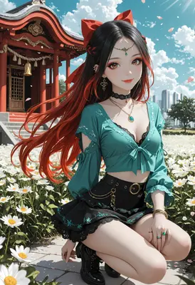 Serene Maiden Amidst Daisy Fields