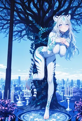 White Tiger Spirit Under Ancient Tree