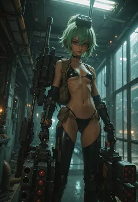 Green Haired Mercenary with Heavy Ordnance