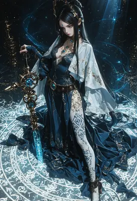 Celestial Sorceress with Glowing Magic Blade