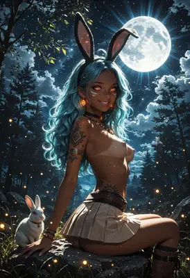 Moonlit Rabbit Spirit in Forest