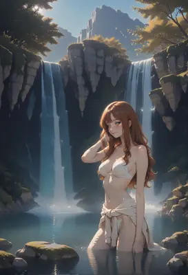 Serene Beauty at the Mountain Waterfall