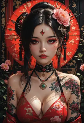 Ethereal Beauty with Traditional Red Accents