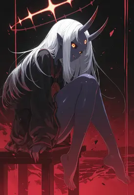 Demon Girl with Glowing Halo