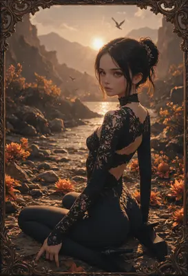 Elegant Lace Beauty at Sunset