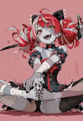 Cheerful Zombie Girl With Twin Tails
