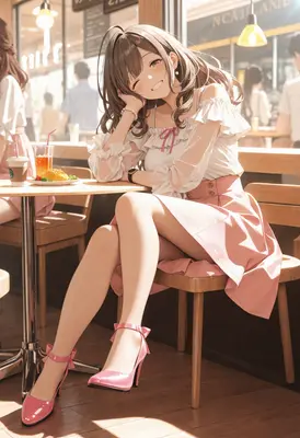 Happy Cafe Date with Brown Hair Girl