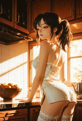 Golden Hour Sunlight in the Kitchen