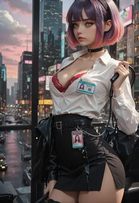 Urban Aesthetic Girl with ID Badge