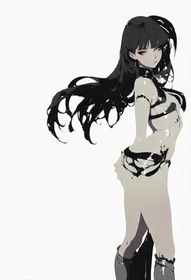 Ink Stained Monochrome Anime Beauty
