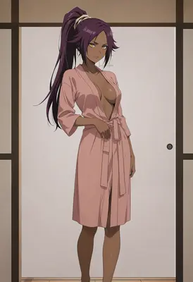 Dark Skinned Beauty in Pink Robe