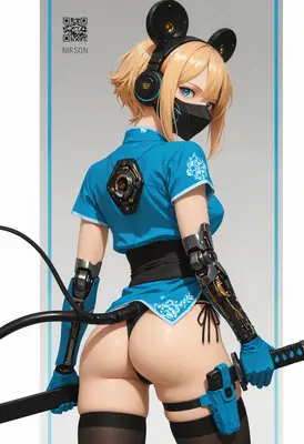 Cybernetic Warrior in Blue Uniform