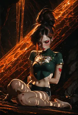 Captured Heart in the Fiery Depths