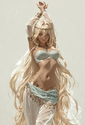 Ethereal Blonde Dancer in Golden Ornaments