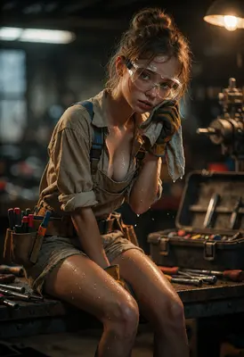 Sweaty Mechanic Taking A Break
