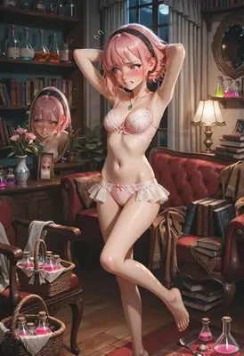 Embarrassed Alchemist in Her Study